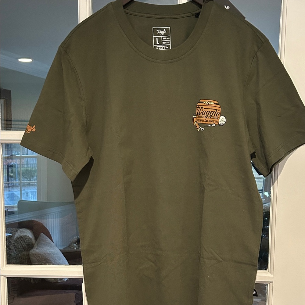 Waggle Olive Green Men's T-Shirt. 100% cotton.